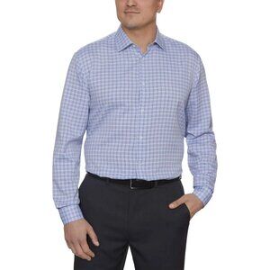 NEW Kenneth Cole Reaction Men's L Regular Performance Blue Dress Shirt Plaid